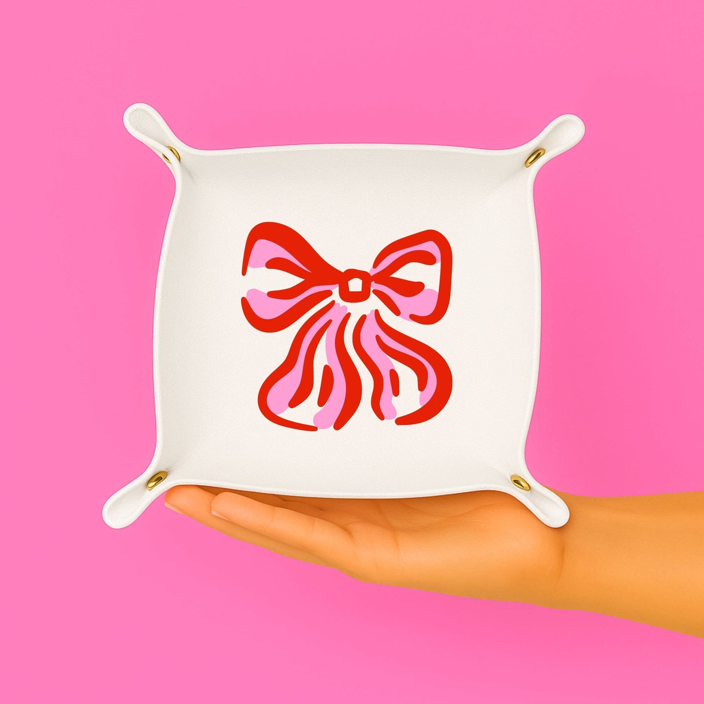 Pink & Red Bow Foldable Catchall Tray