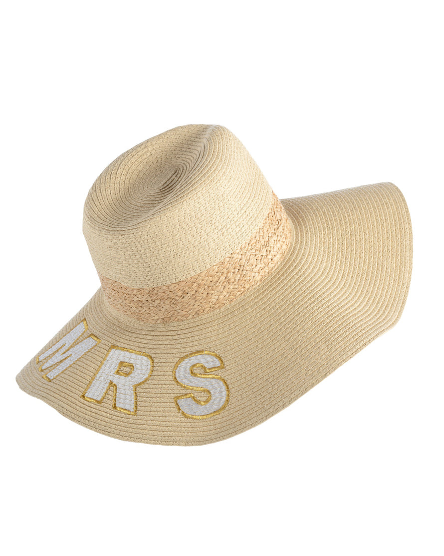 Women's Floppy Straw Sun Hat - Bride