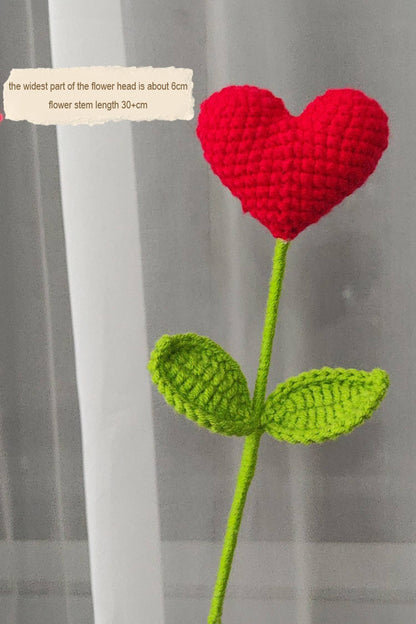 Valentine's Heart Flower Knitted Stem