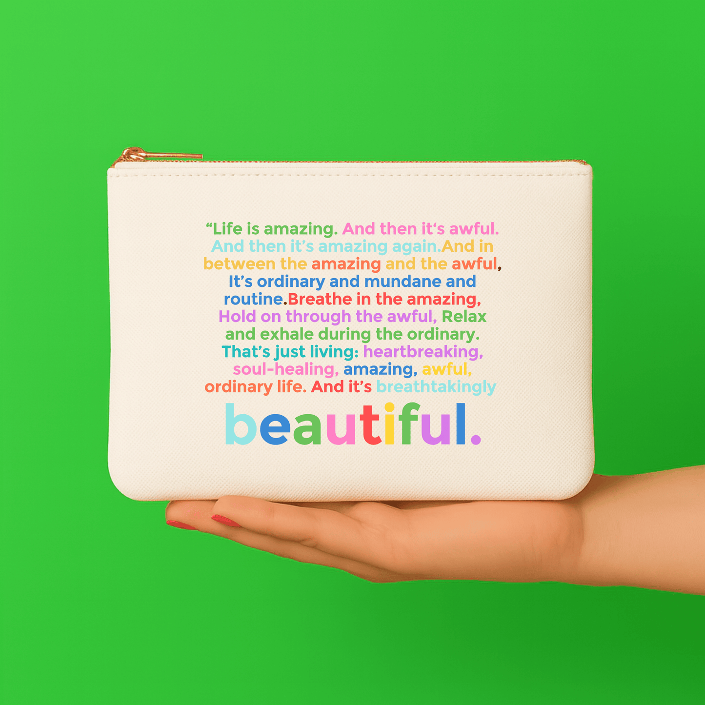 Life is Amazing Colorblock Makeup Pouch