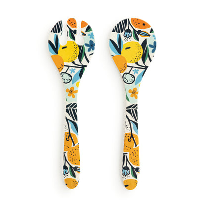 Citrus Blooms Bamboo Melamine Utensil Set