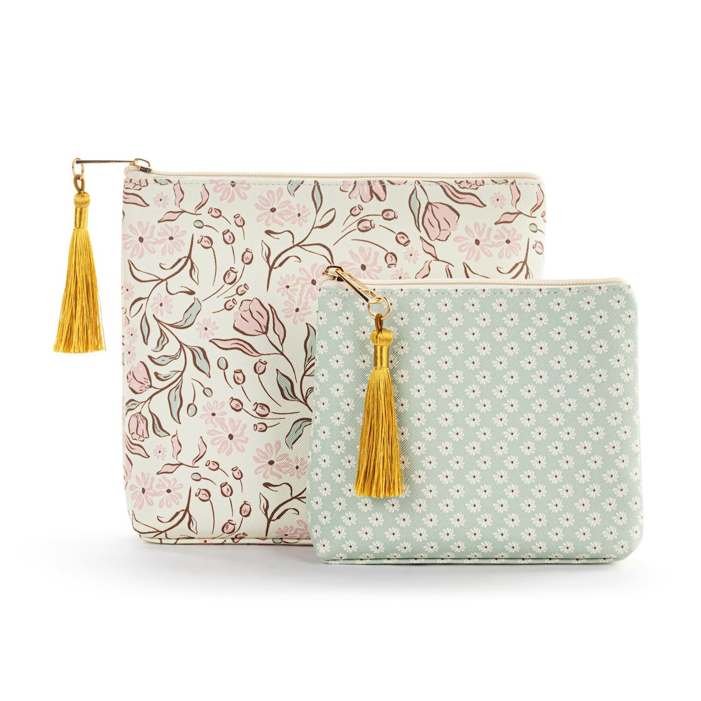 Vintage Floral & Daisy Zip Pouch Set