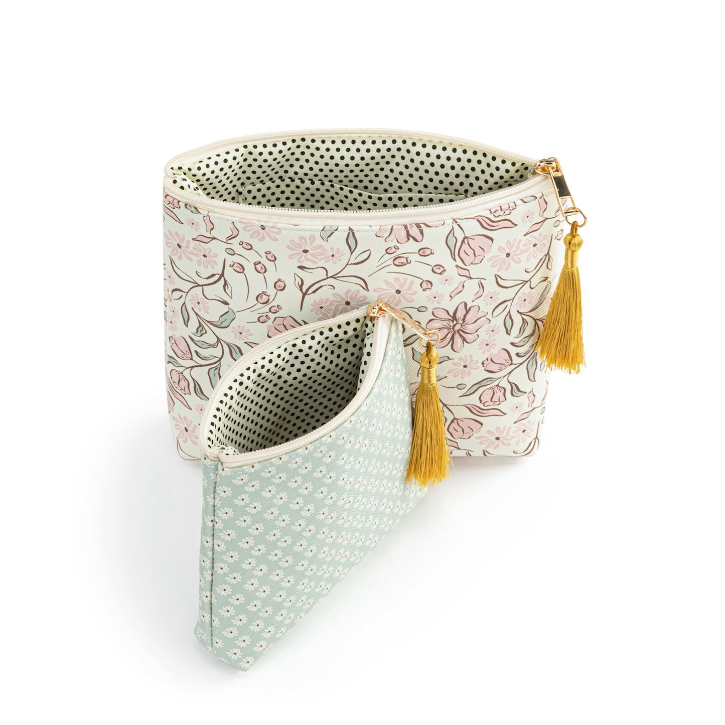 Vintage Floral & Daisy Zip Pouch Set