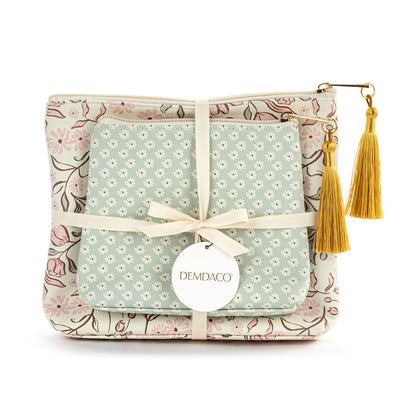 Vintage Floral & Daisy Zip Pouch Set