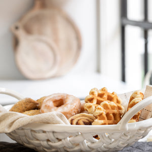 Ceramic Bread Basket with Towel