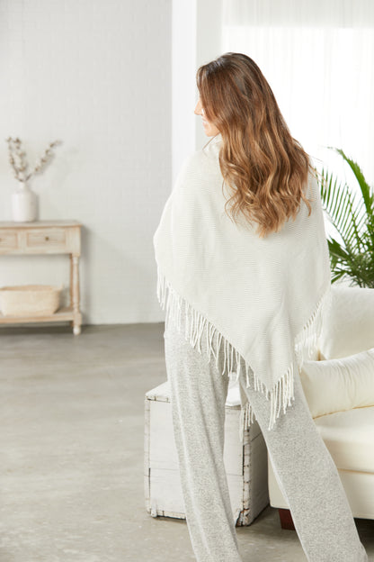 Blanket Wrap Shawl - Dove Gray/Cream