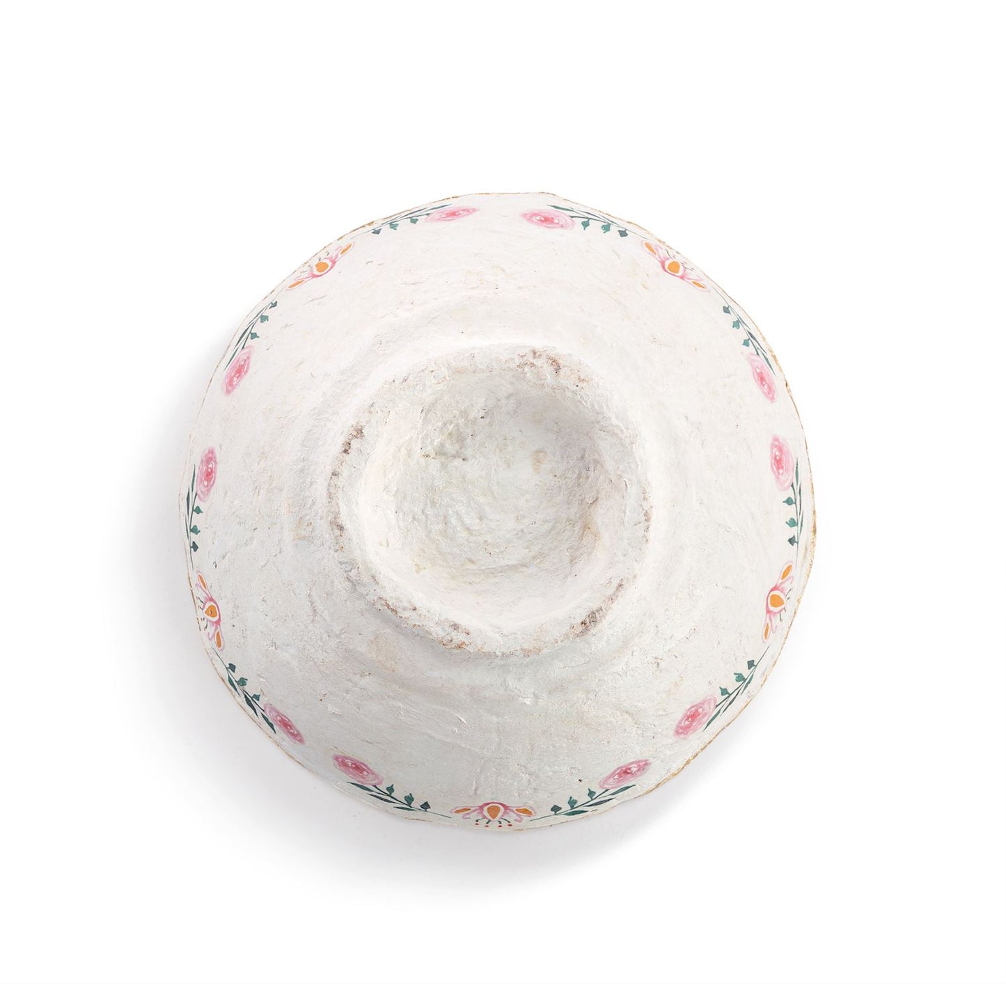 Paper Mache Coral Birds with Gold Rim Bowl