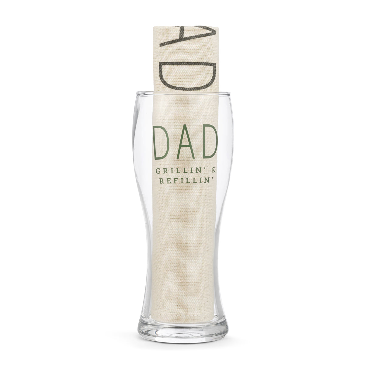 Dad Grillin' Pilsner Glass & Towel Set