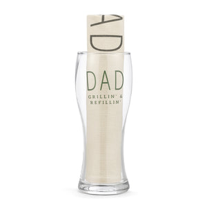 Dad Grillin' Pilsner Glass & Towel Set