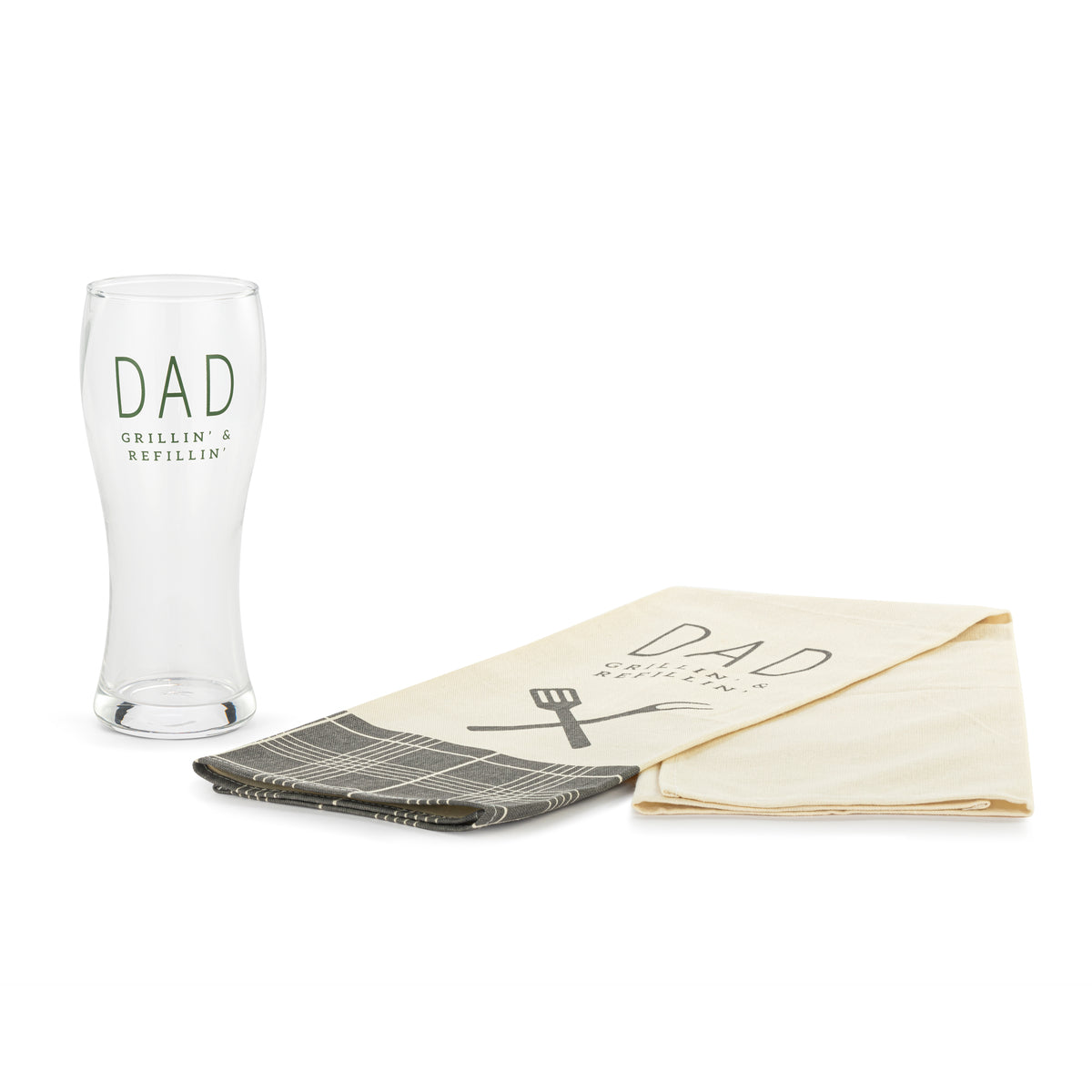 Dad Grillin' Pilsner Glass & Towel Set