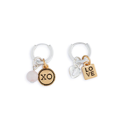 Love Charm Silver Earring Set