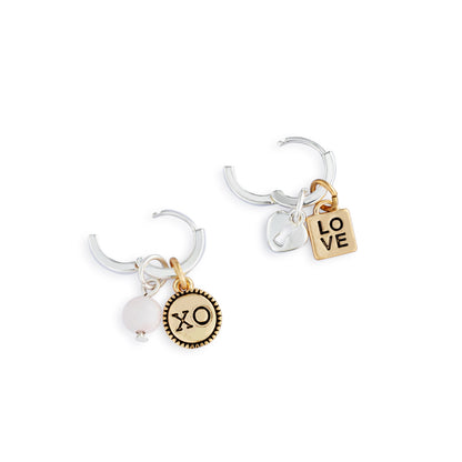 Love Charm Silver Earring Set