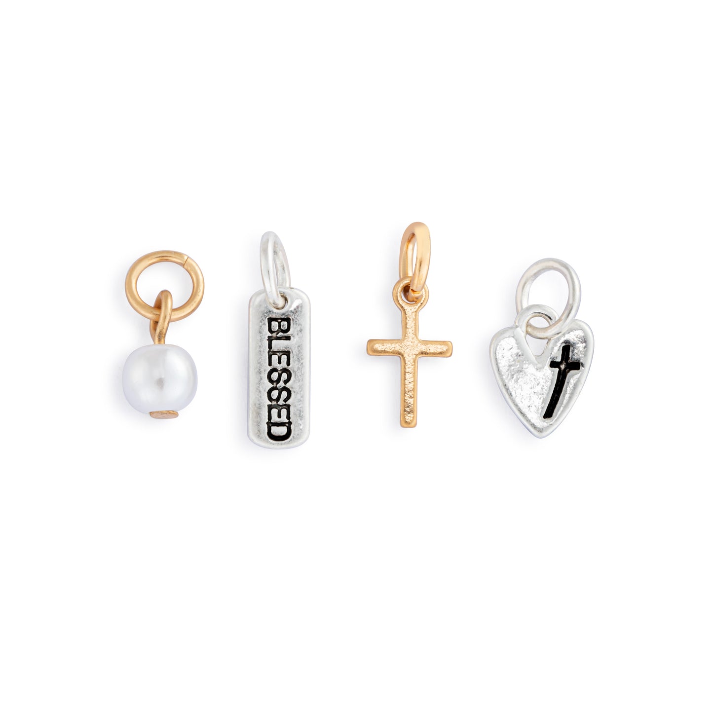 Faith Charm Silver Earring Set