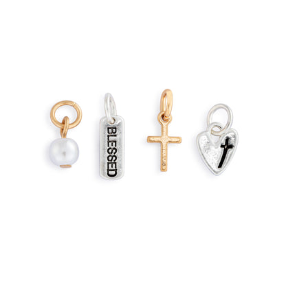 Faith Charm Silver Earring Set