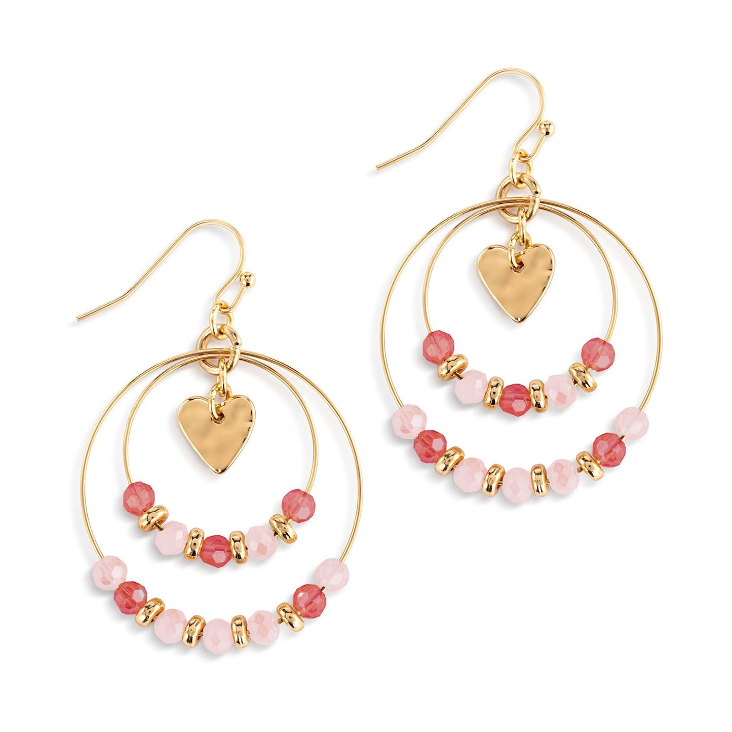 Beaded Love Earrings - Blush Pink
