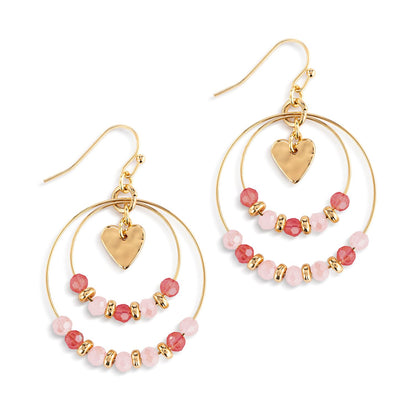 Beaded Love Earrings - Blush Pink