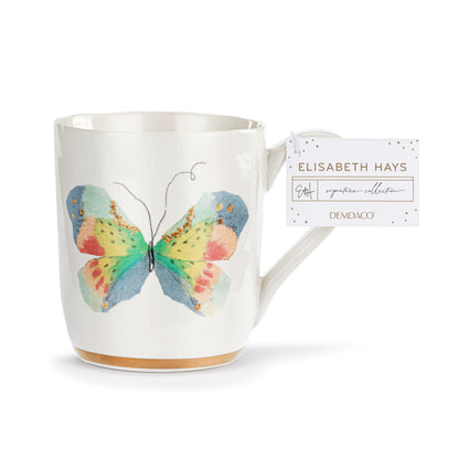 Pastel Butterfly Mug with Gold Trim