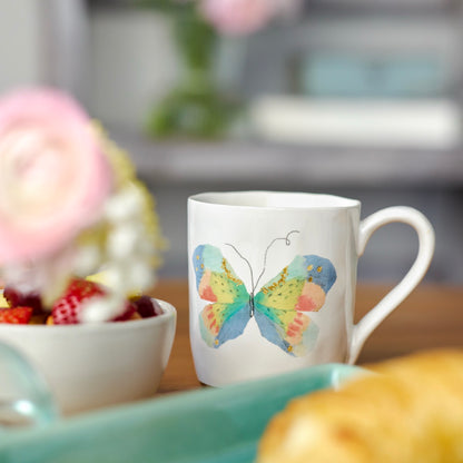 Pastel Butterfly Mug with Gold Trim