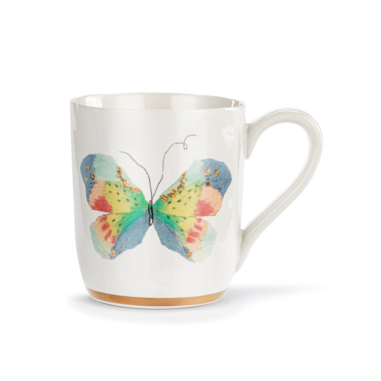 Pastel Butterfly Mug with Gold Trim