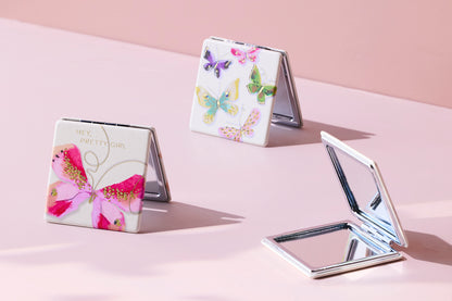 Butterfly Pocket Mirror - Neutral Butterflies