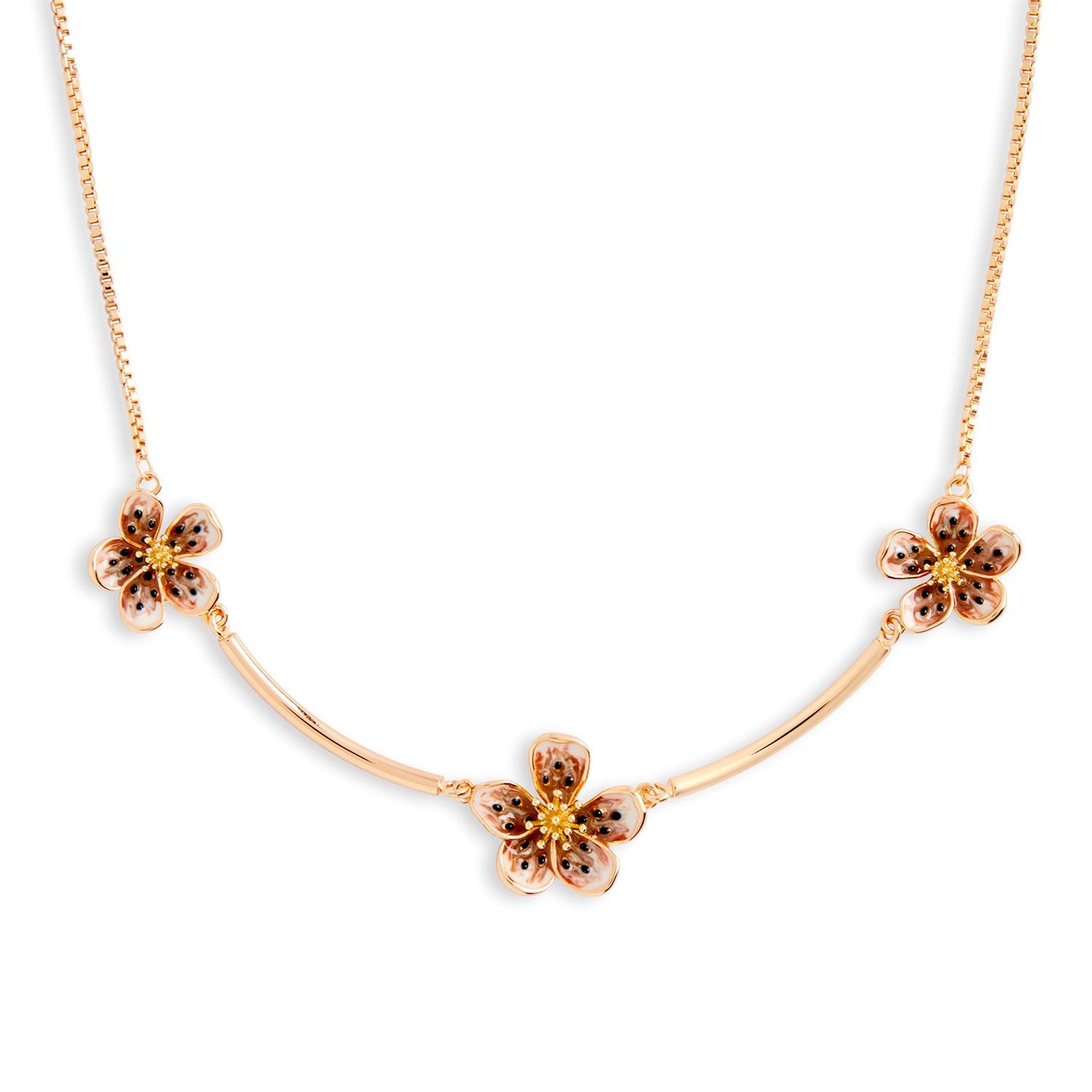 Mocha Enamel Flower Satellite Necklace