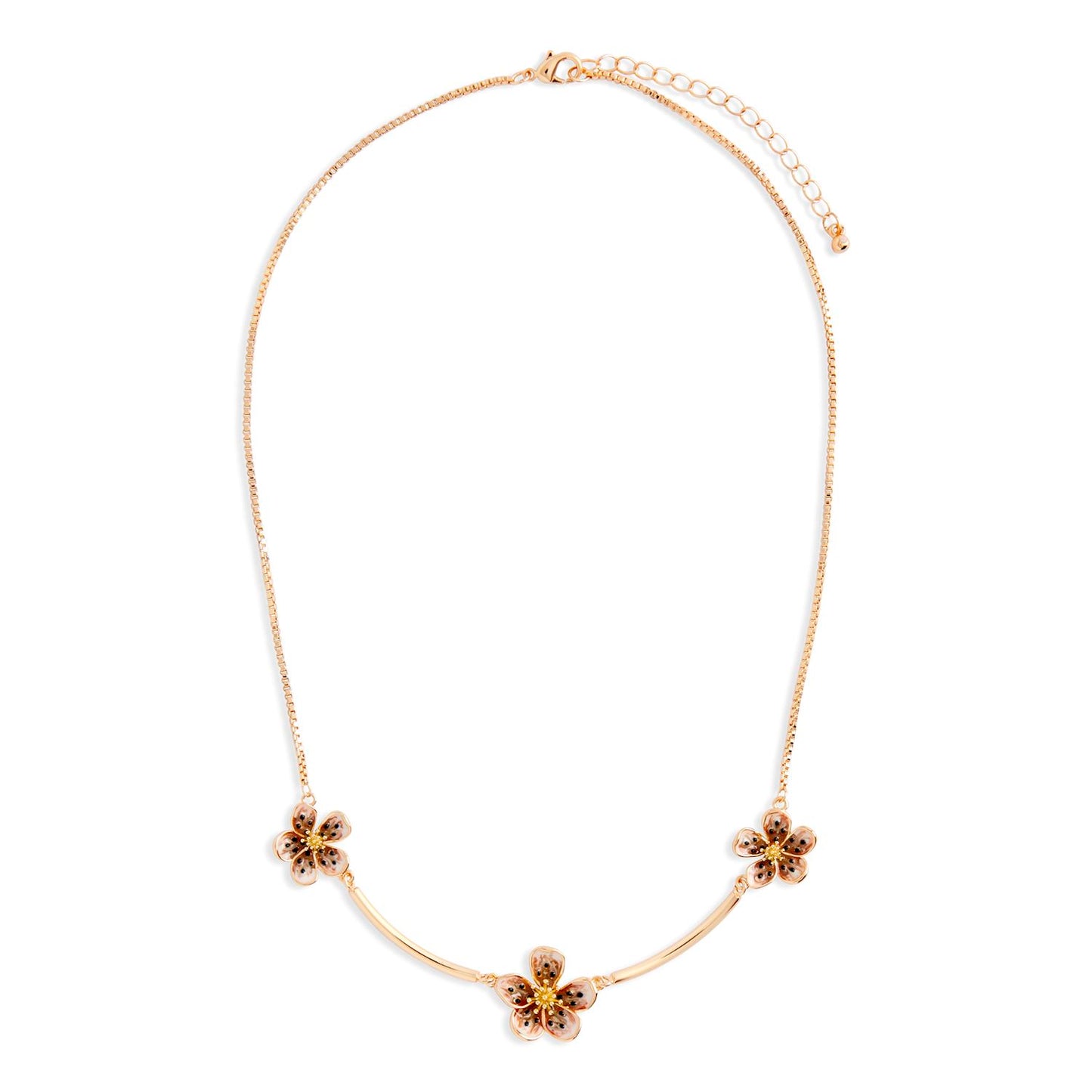 Mocha Enamel Flower Satellite Necklace