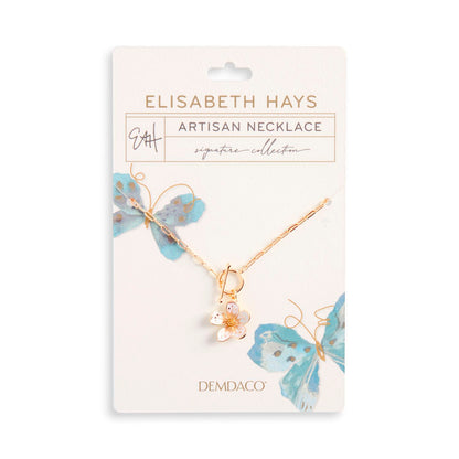 White Enamel Flower Toggle Necklace