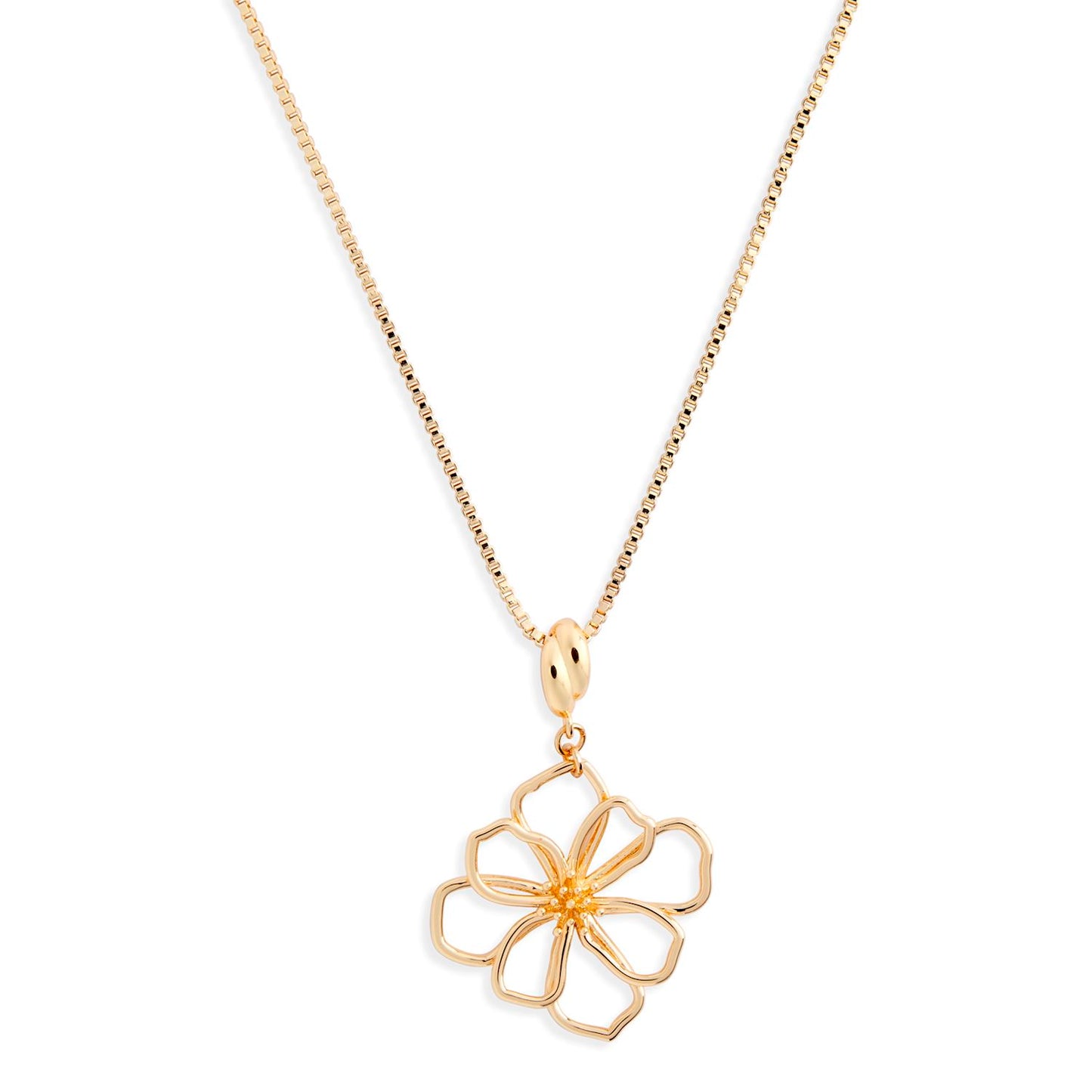 Gold Flower Open Wire Necklace