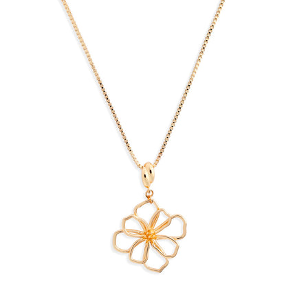Gold Flower Open Wire Necklace