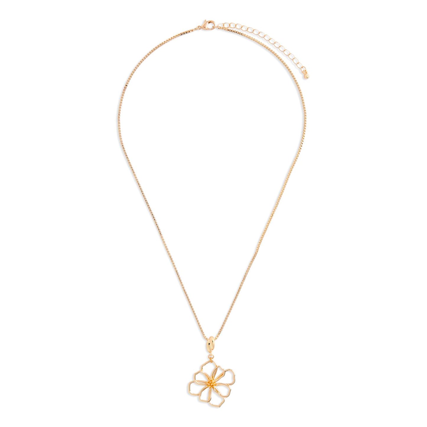 Gold Flower Open Wire Necklace