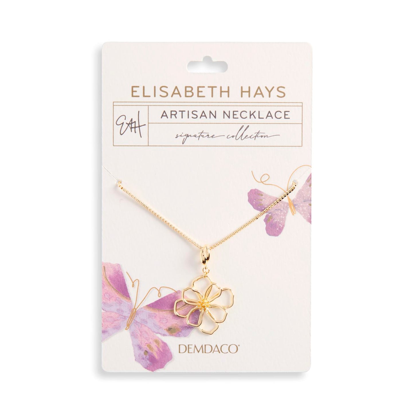 Gold Flower Open Wire Necklace