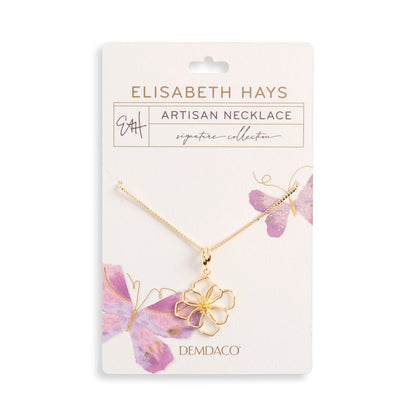 Gold Flower Open Wire Necklace