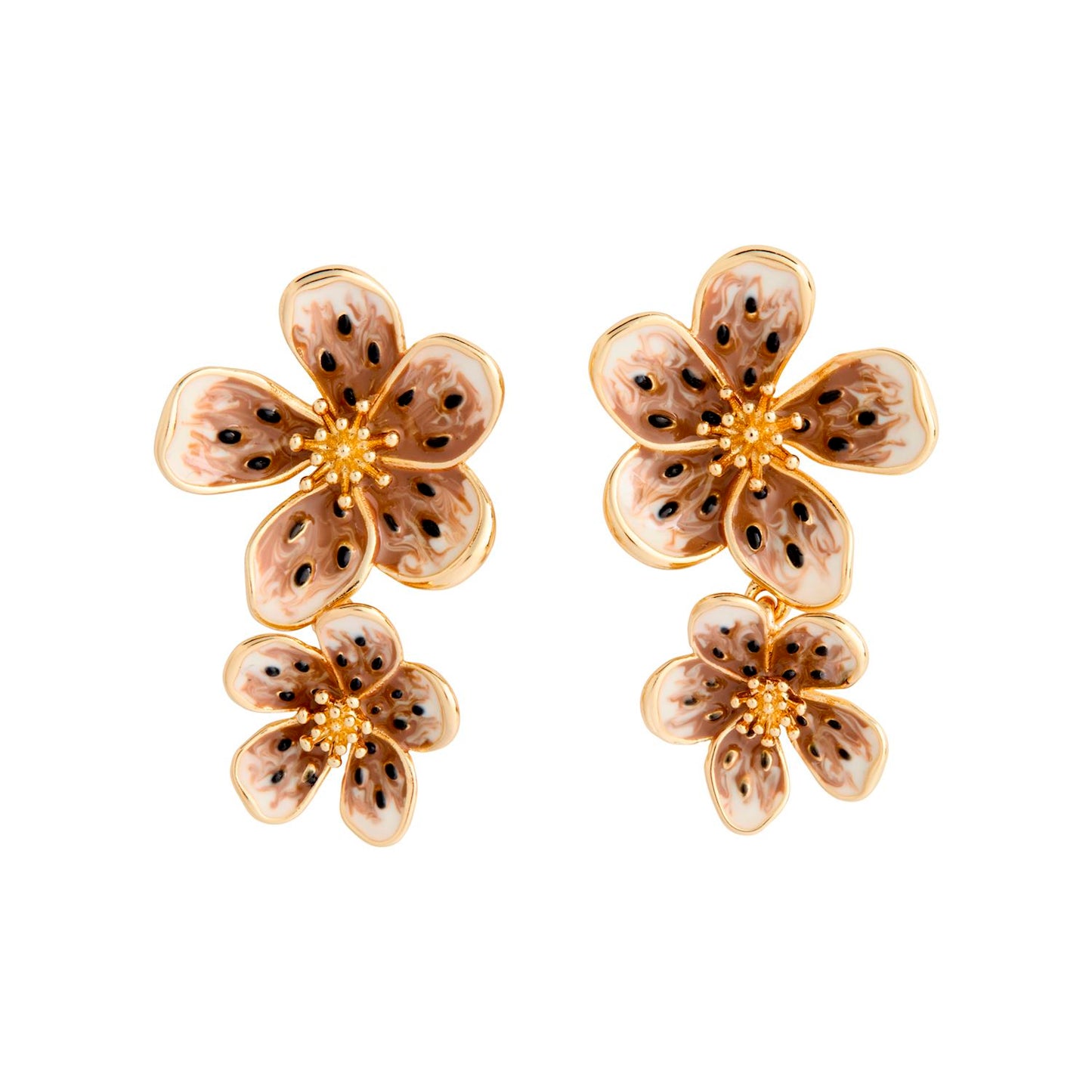 Mocha Enamel Flower Earrings