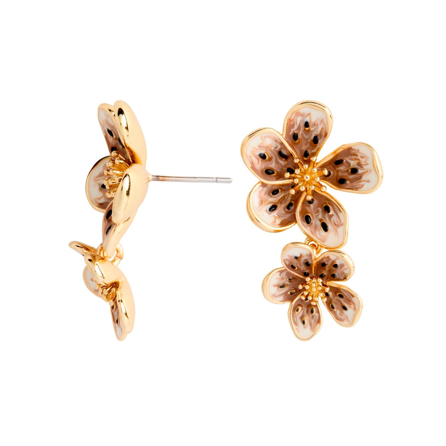Mocha Enamel Flower Earrings