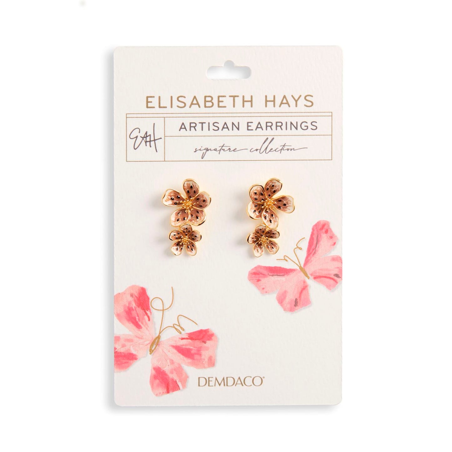 Mocha Enamel Flower Earrings