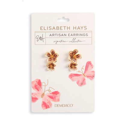 Mocha Enamel Flower Earrings