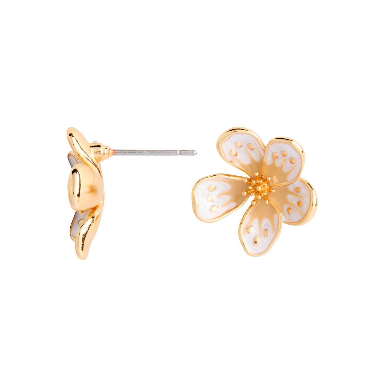 White Enamel Flower Earrings