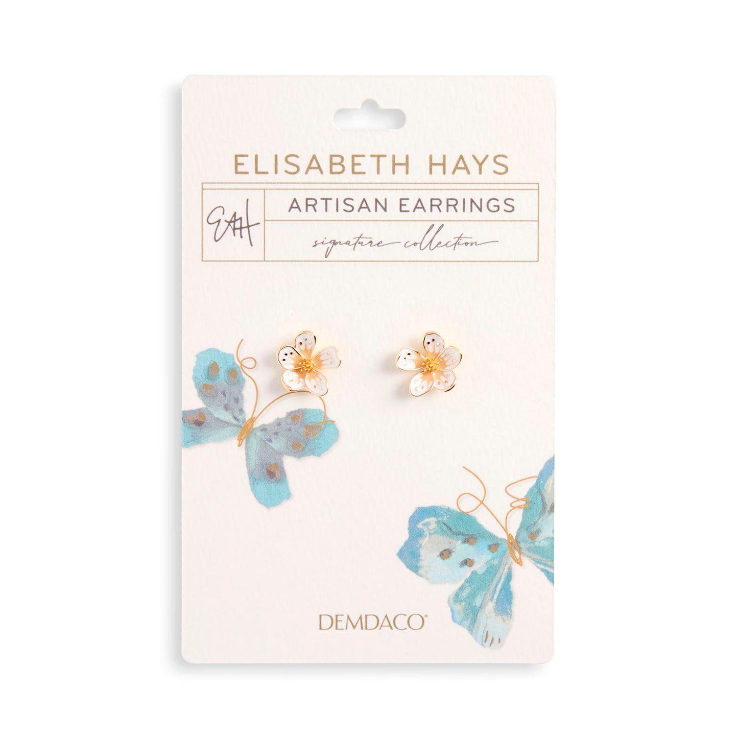 White Enamel Flower Earrings