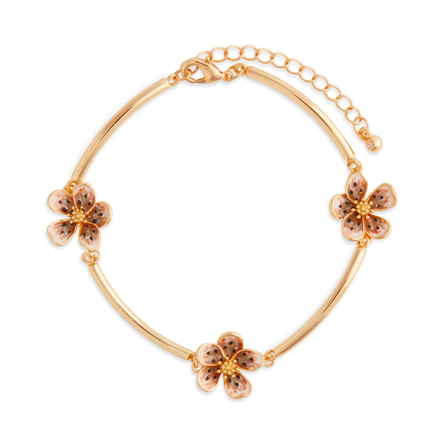 Mocha Enamel Flower Satellite Bracelet