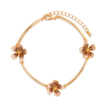 Mocha Enamel Flower Satellite Bracelet