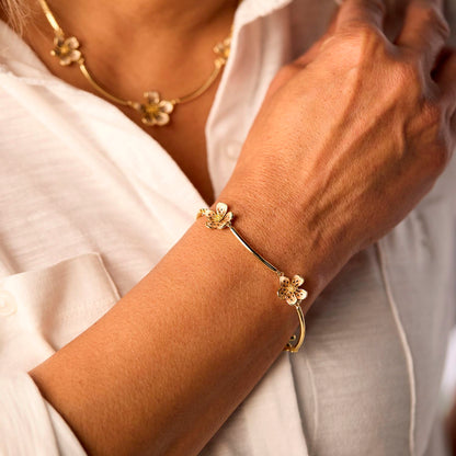 Mocha Enamel Flower Satellite Bracelet