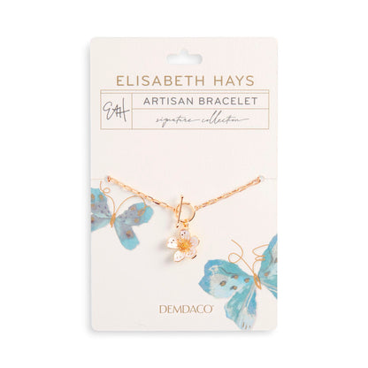 White Enamel Flower Toggle Bracelet