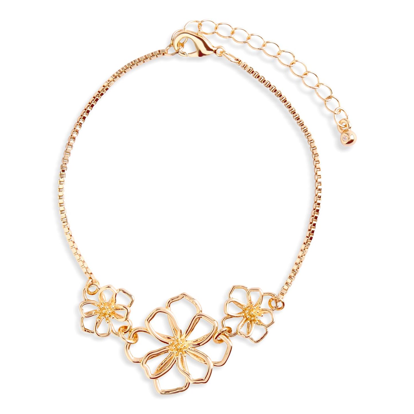 Gold Flower Open Wire Bracelet