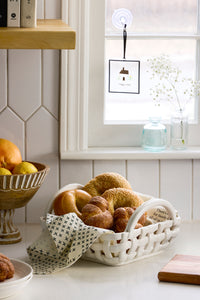 Ceramic Bread Basket with Towel