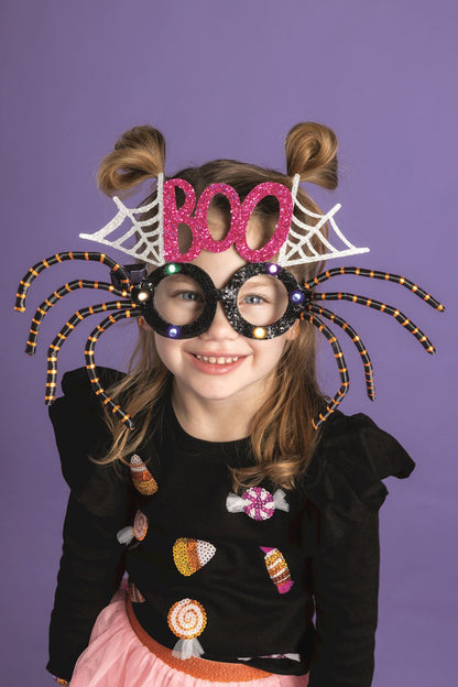 Halloween Light-Up Glasses - Purple Spider