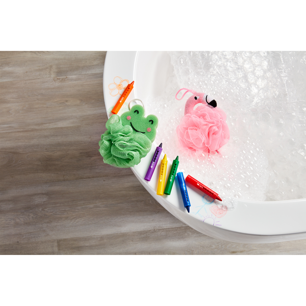 Flamingo Loofah & Bath Crayons Set