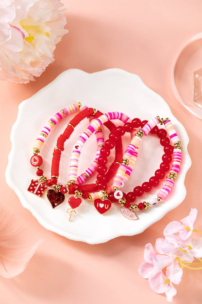 I Love U Valentine's Day Bead Bracelet Set