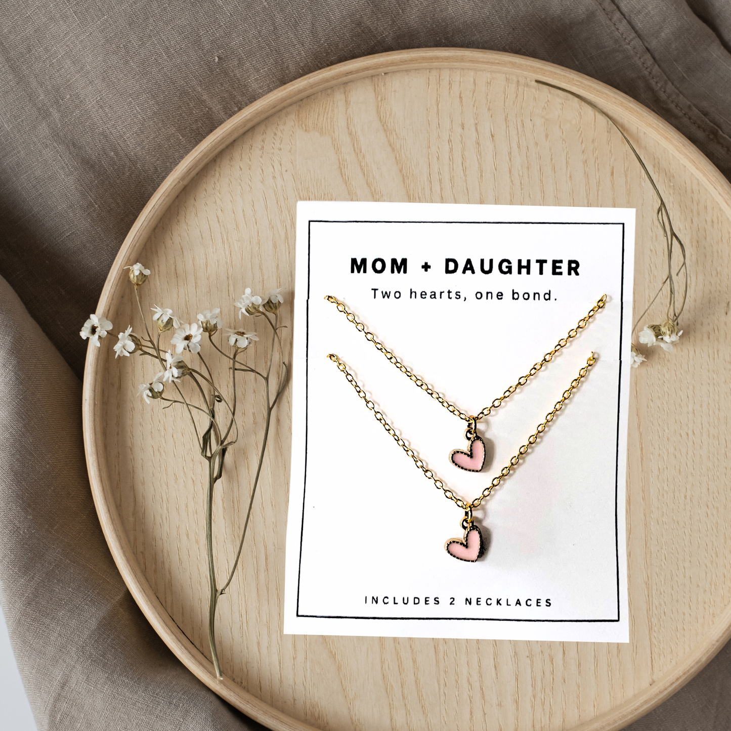 Mom & Daughter Heart Necklace Set