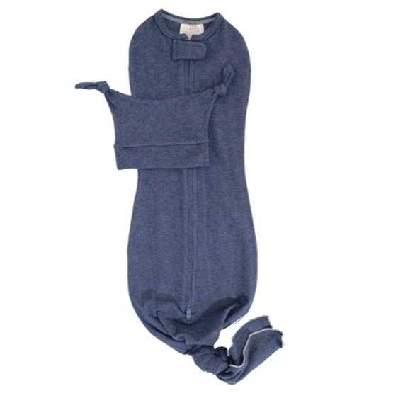 Bamboo Swaddle + Knot Hat - Midnight/Navy
