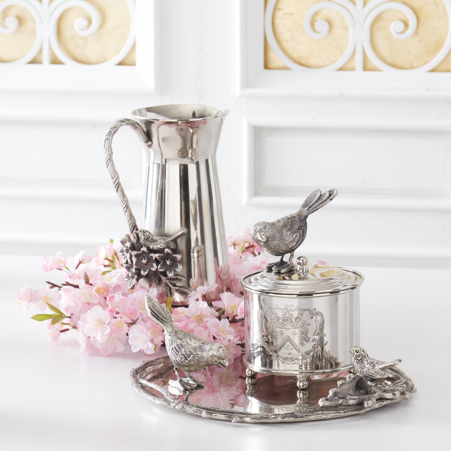 Antiqued Silver Song Birds